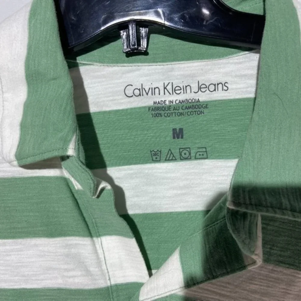Calvin Klein Green and White‎ Striped Polo Shirt LIKE NEW - Picture 3 of 5